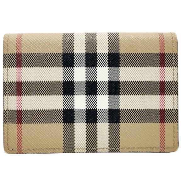 Pre-Owned Burberry Check Trifold Wallet, PVC Leather, Beige, Black, BURBERRY Double... (Fair)