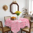 thumbnail image 3 of Pink Christmas Table Cloth Waterproof Tablecloths, Winter Xmas White Snowflakes Texture Tablecloth Dining Table Cover for Kitchen Party Tabletop Outdoor, Square Tablecloth 54x54 Inch, 3 of 9