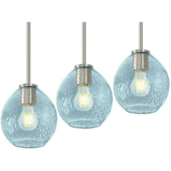 Blue Bubble Glass Globe Pendant Lamp Shades, 7.16 in., 2.25 in. Lip Fitter, Set of 3$$Tools & Hardware Other