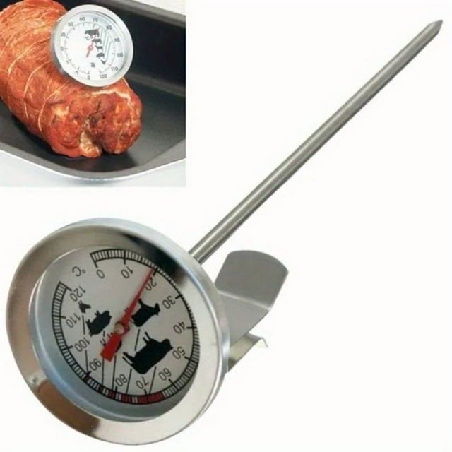 CUITING Heavy-Duty Stainless Steel Meat Thermometer with Dual-Scale Fahrenheit/Celsius - Fast-Responding Probe for BBQ Grilling Oven Deep Fry - Ideal for Home Cooks & Professional Chef