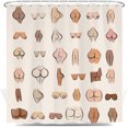 thumbnail image 2 of Funny Butt Shower Curtain, Fun Butt Sexy Hilarious Boobs Fabric Shower Curtains Set, White Restroom Art Decor Accessories Waterproof with Hooks 69x70 inch, 2 of 6