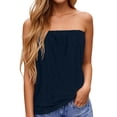 thumbnail image 5 of SHenli Built In Bra Tank Tops for Women Rolled Loose Camisole Sleeveless Gauze Shirts Boho Floral Casual Basic Tee Dark Blue M, 5 of 6