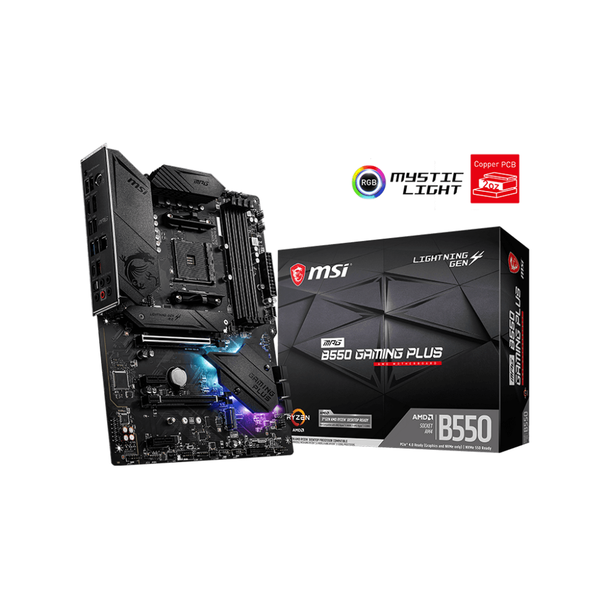 MSI AMD ATX Gaming Motherboard, AM4, DDR4, MPG B550 Gaming Plus