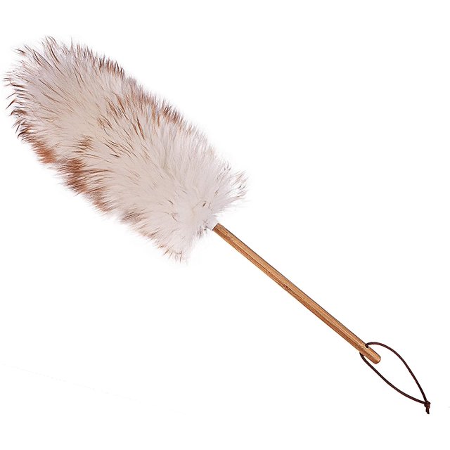 Standard Lambswool Duster with Bamboo Handle, 24” Wool Duster with Leather Hang