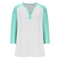 thumbnail image 5 of DxhmoneyHX 3/4 Sleeve T Shirts for Girls Dressy Casual V&nbsp;Neck Raglan Henley Shirt Spring Fall Fashion Tunic Tops Casual Lightweight Basic Tees Size 3 Years, 5 of 7