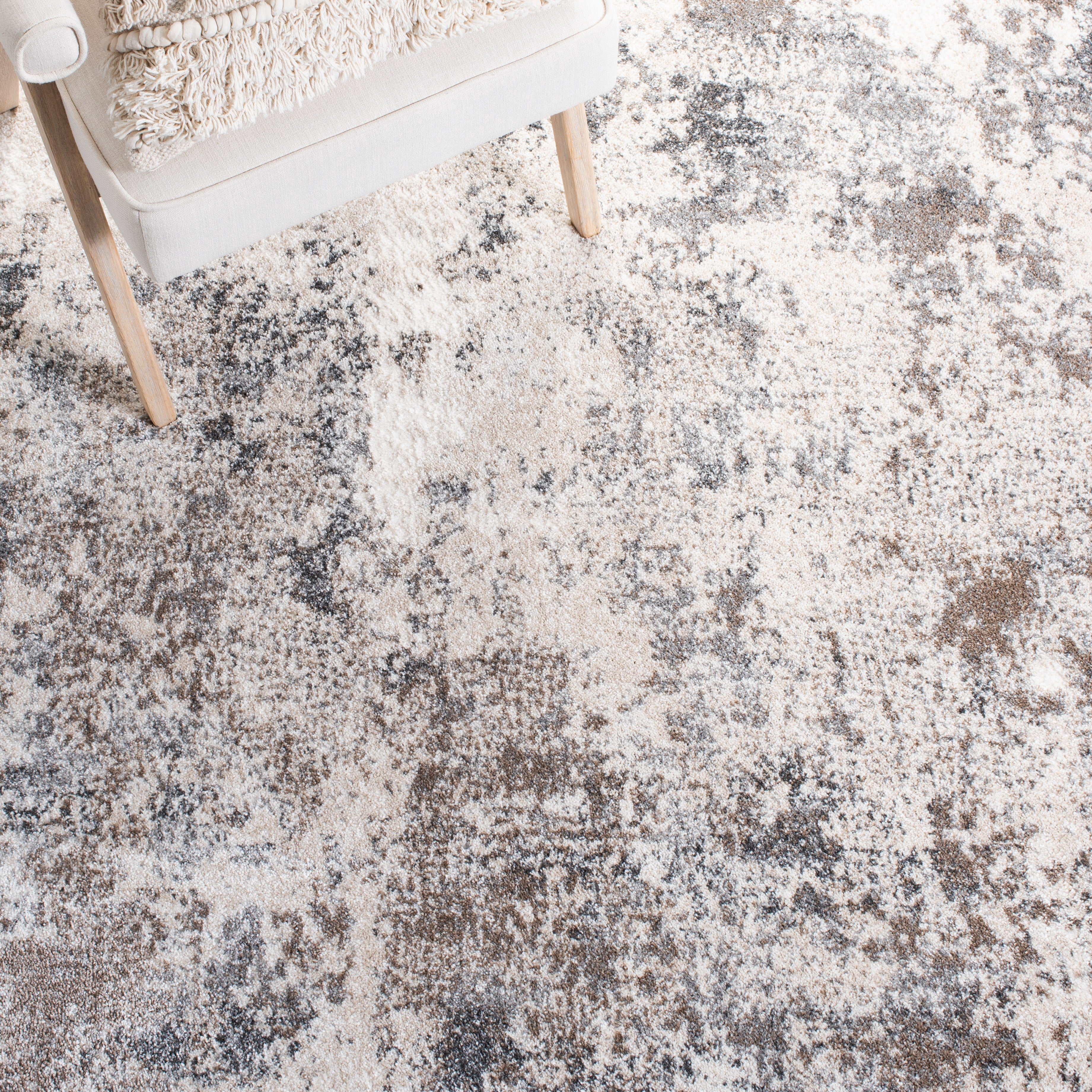 SAFAVIEH Aston Calanthia Abstract Area Rug, Ivory/Gray, 6'7" x 6'7" Square