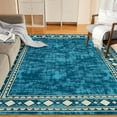 thumbnail image 2 of Washable Area Rug - 4x6, Non Slip, Vintage, Soft, Stain Resistant, Teal, 2 of 8