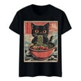 thumbnail image 5 of Womens Anime Cat Ramen Graphic T-Shirts Japanese Funny Graphic Short Sleeve Tees Kawaii Cat Anime Gifts Tops, 5 of 5
