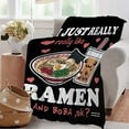thumbnail image 4 of Ramen Boba Blanket Anime Fleece Throws, Kawaii Gift for Girls Teen Loves Noodles Bubble Tea 40x50 Inches Super Soft Lightweight Flannel Blankets, Suitable for All-Season and Bed Sofa, 4 of 6