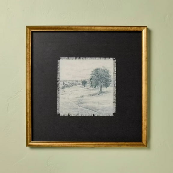 Hearth & Hand Framed Wall Art, Square Landscape Matte Black