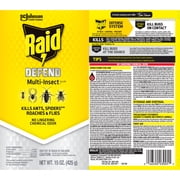 Raid Defense System Indoor and Outdoor Ants, Roaches, Spiders and Flies Insect Killer Bug Spray, 15 oz