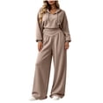 thumbnail image 3 of Zynoxe Womens Sweatsuits 2 Piece Set Comfort Drawstring Hooded Sweatshirt & Elastic High Waist Wide Leg Pants Suit Versatile Casual Track Suits Fashion Solid Color Suit Set with Pockets S, 3 of 10