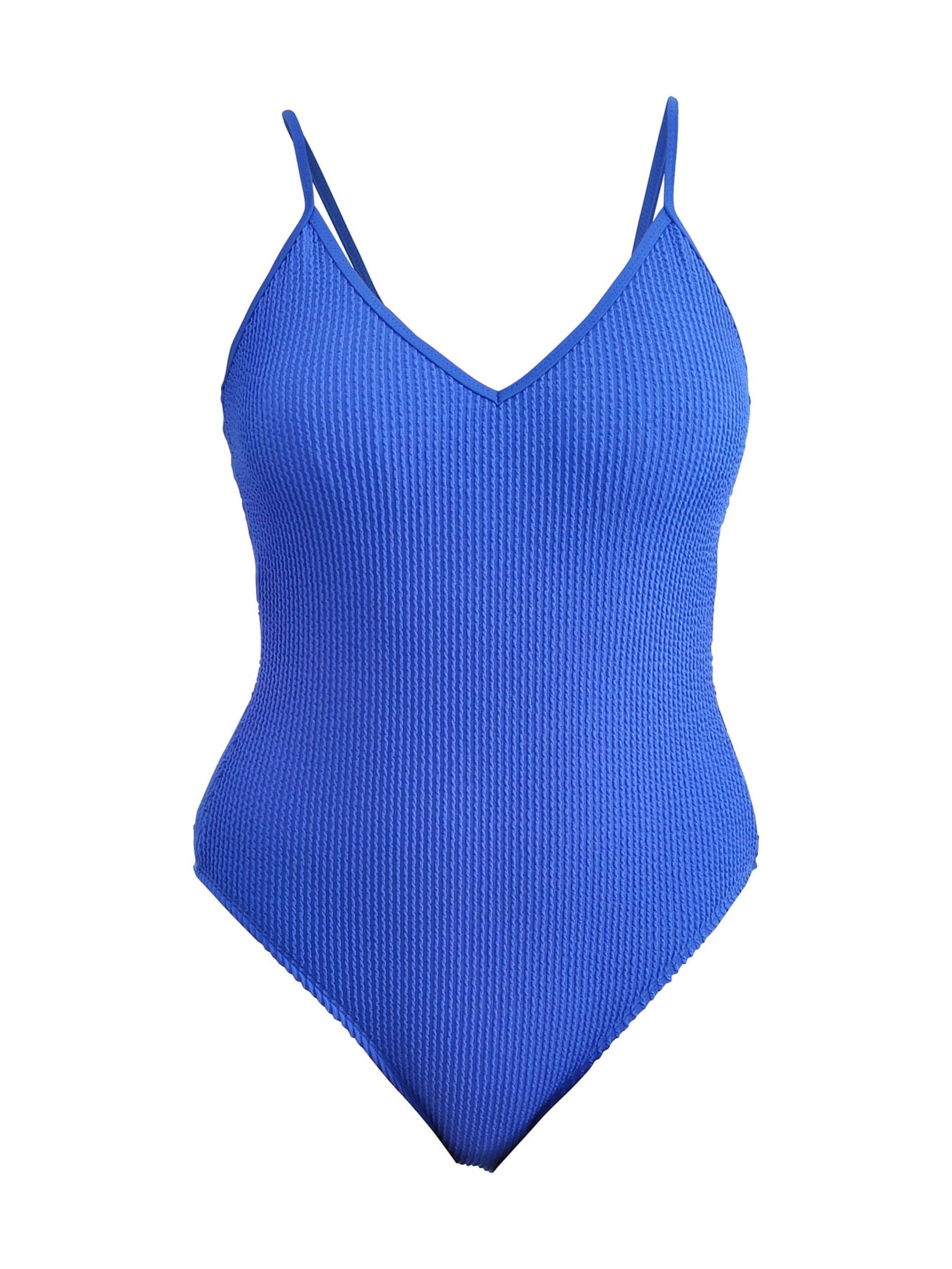 No Boundaries Women's Crinkle High Leg One Piece Swimsuit, Sizes XXS-XXL