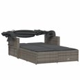 thumbnail image 5 of vidaXL Double Sun Lounger with Canopy and Cushions Grey Poly Rattan, 5 of 5