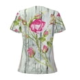 thumbnail image 5 of Wukai Vintage Wood Background with Floral Casual V-Neck Graphic Tees for Women: Lightweight and Breathable Summer Tops with Stylish Design-Medium, 5 of 8
