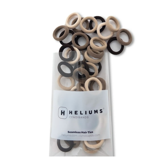 Heliums Extra Small Hair Ties No Damage - Neutrals Mix - Mini 0.7 Inch Tiny Soft Seamless Hair Bands for Toddlers, Braids, Kids Ponytails- 40 Count