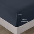 thumbnail image 4 of Lanco Premium Alhena 4 Piece Sheet Set, Bed Size: King, 100% Microfiber, Solid Color, Navy, Soft and Breatheable, 4 of 5