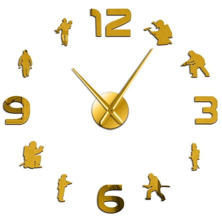 Firefighters Fire Soldiers DIY Big Hands Large Wall Clock Fire Department Sign Frameles Quiet Sweep photo Firefighters Fire Soldiers DIY Big Hands Large Wall Clock Fire Department Sign Frameles Quiet Sweep