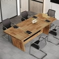 thumbnail image 7 of Finmind 6FT All-Wood Conference Table: 70.87" Executive Business Furniture, Rectangular Seminar Table, Walnut, 7 of 7