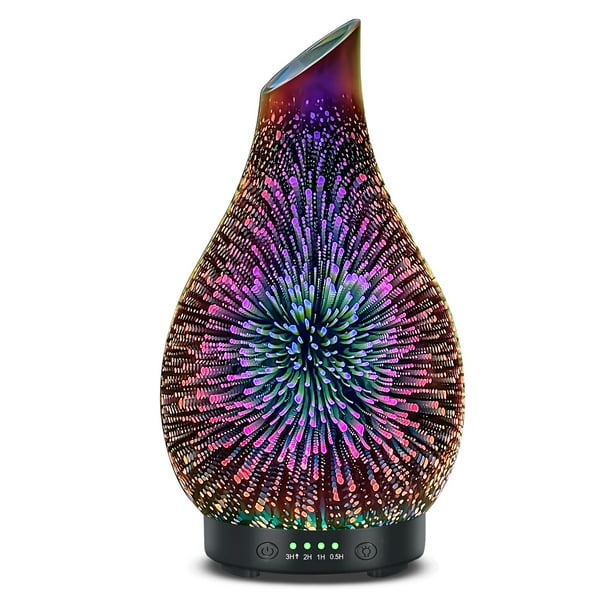 Leyoue 3D fireworks Glass Essential Oil Diffuser 120ml Ultrasonic Aromatherapy Diffuser 7 Color