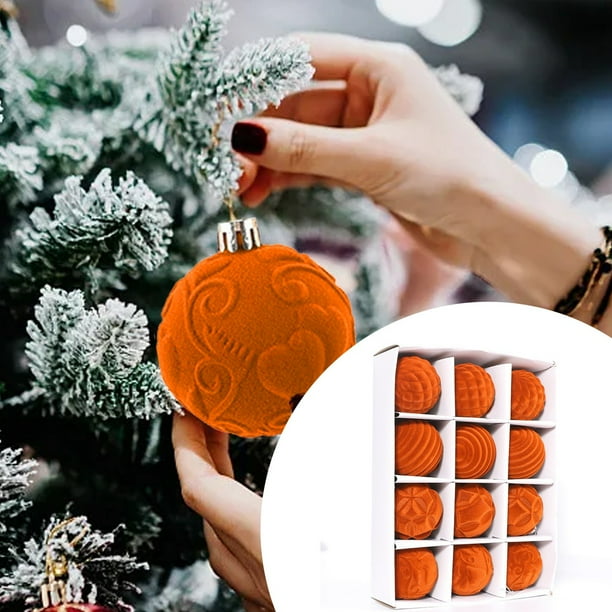 12 Piezas De Adornos Navideños De Terciopelo Para Árbol De Navidad Adornos Navideños De Terciopelo Adornos Navideños De Terciopelo De 2,4 Pulgadas