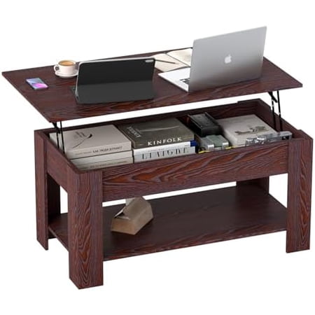 39 inch Lift Top Coffee Table with Hidden Storage Compartment & Lower Shelf,Coffee Table with Lift Top for Living Room,Home Small Space,Espresso