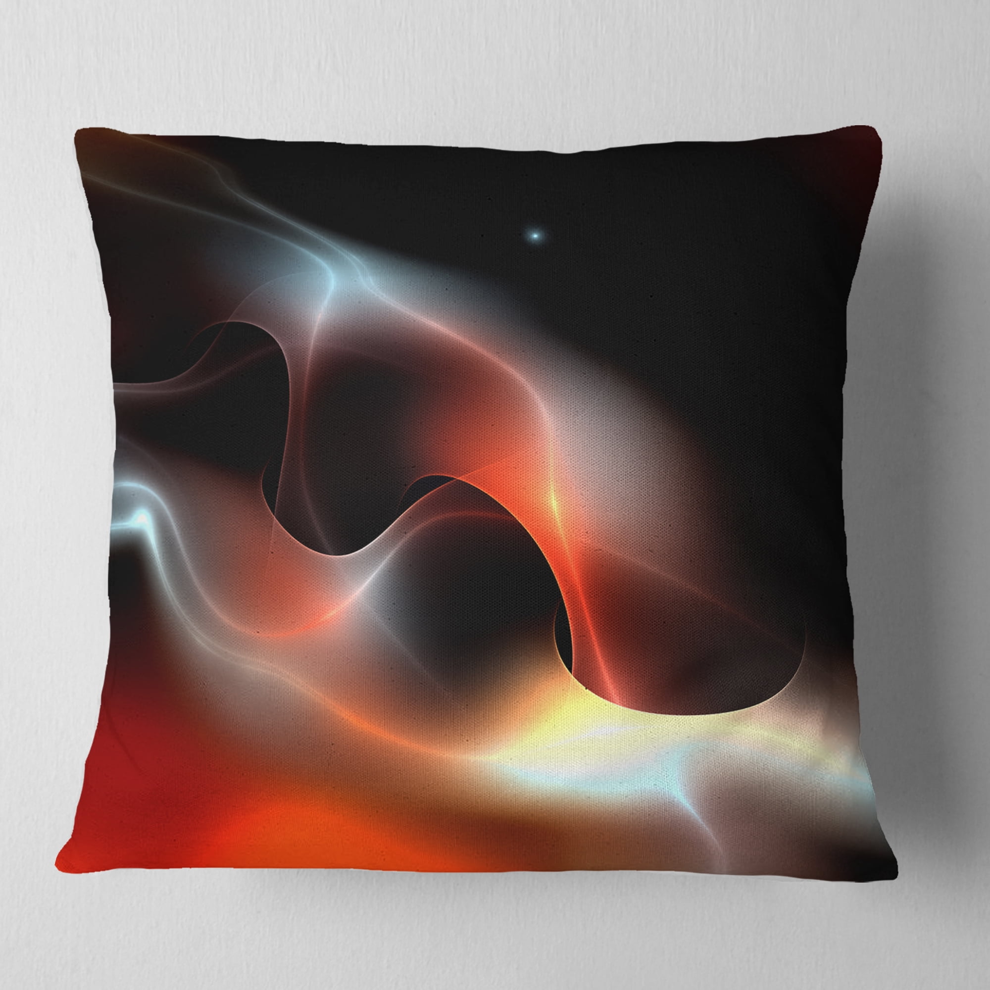 Designart Red Black Abstract Warm Fractal Design - Abstract Throw Pillow - 18x18
