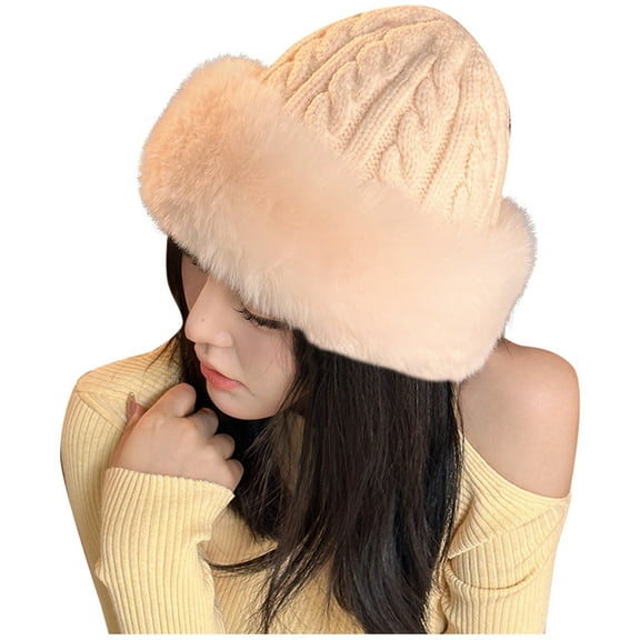 Lady Knitted Hats Women Solid Caps Winter Lady Party Fashion Hat Skullies Hat Wide Fuzzy Hat for Winter Mad Hat Men Plaid Hat with Ears for Women Hats with Ears Mens Snow Hat Cool Winter Hat Men