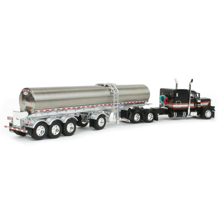 1/64 Black Peterbilt 379 w/ Quad-Axle Walker Milk Tanker First