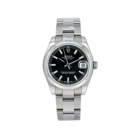 Pre-Owned Rolex Datejust 31MM 178240 Black Dial Smooth Bezel Stainless Steel Oyster Bracelet