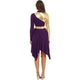 thumbnail image 4 of Aiihoo Womens Metallic Liturgical Praise Dance Dress High-low Length Church Worship Lyrical Dress Dark Purple L, 4 of 7