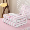 thumbnail image 5 of Manfei Cartoon Stripe Bow Zipper Queen Comforter Set with Fitted Sheet and 2 Pillowcases,Cute Floral Duck Zipper Bedding Set,Pink Reversible,4pcs, 5 of 7