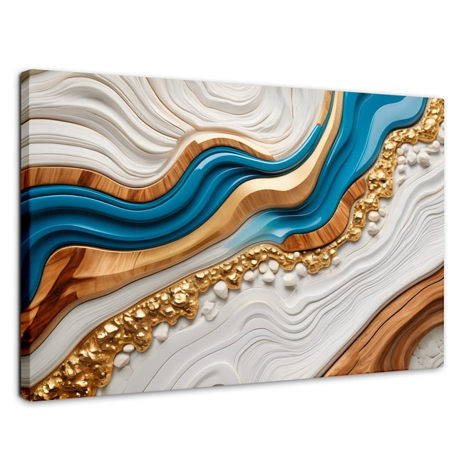 Cuadro Decorativo Canvas Abstracto Estratos Dorados 90x60