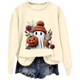 thumbnail image 2 of Women Cute Ghost Pumpkin Rose Graphic Crewneck Sweatshirt Halloween Pullover Top for Holiday, 2 of 5