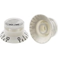 thumbnail image 3 of Metric Size 18 Splines Top Hat Bell Reflector 2 Volume 2 Tone Knobs Set for Asia Import Guitar Bass Split Shaft Pots White Silver Top, 3 of 15
