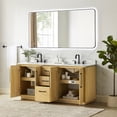 thumbnail image 4 of Serene 72" Wood Vanity in Nature Brown Engineered Stone Top with Mirror, 4 of 18