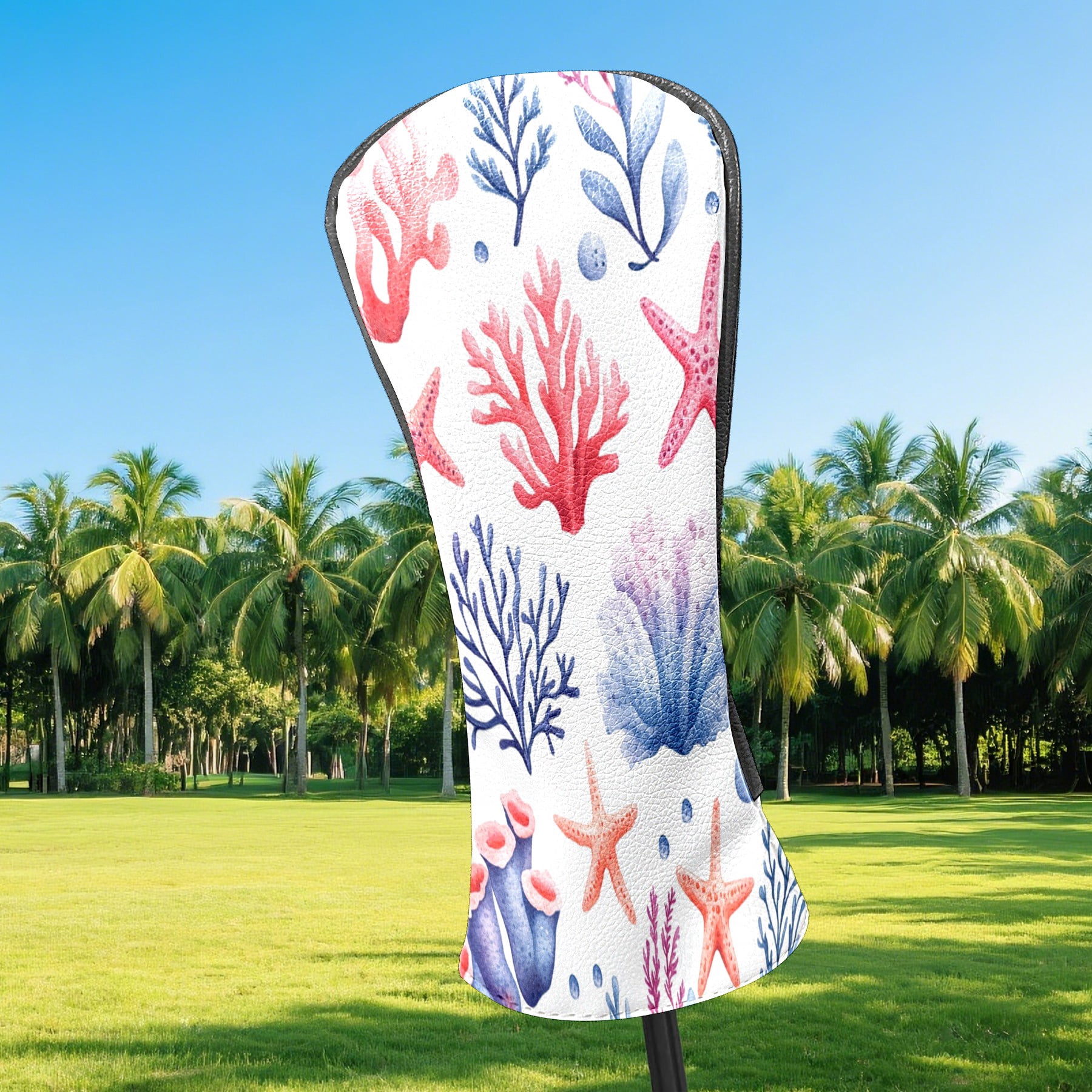 Golf Club Covers PU Leather Waterproof Head Covers for Fairway Woods Hybrids Seaweed