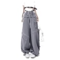 thumbnail image 2 of Autumn New Fashion Streetwear Gray Overalls Women's Casual Original Retro Multi-Zip Pocket Two-Wear Drawstring Casual Oversized Women's Pants-Symmetrical zipper-S, 2 of 5