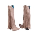 thumbnail image 6 of Xiaoxatg Women's Mid-Calf Boots Plus Size Winter Heel Fringe Boots Stylish High Heel Tall Footwear for Various Occasions 9.5 Khaki, 6 of 6