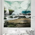 thumbnail image 1 of Nature Tapestry, Fantasy Landscape with Waterfall on Rocks and Moon, Fabric Wall Hanging Decor for Bedroom Living Room Dorm, 5 Sizes, Taupe Seafoam, by Ambesonne, 1 of 1