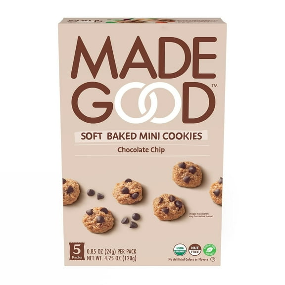 Madegood Organic Chocolate Chip Soft Baked Mini Cookies 5 Pack 5 x 0.85 oz Pack of 4