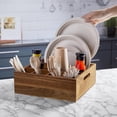 thumbnail image 3 of Organizador de Utensilios y Platos de Madera de Acacia con 6 Compartimentos y Asas para Fiestas Buffets Camping y Cocina con Diseño Rústico, 3 of 6