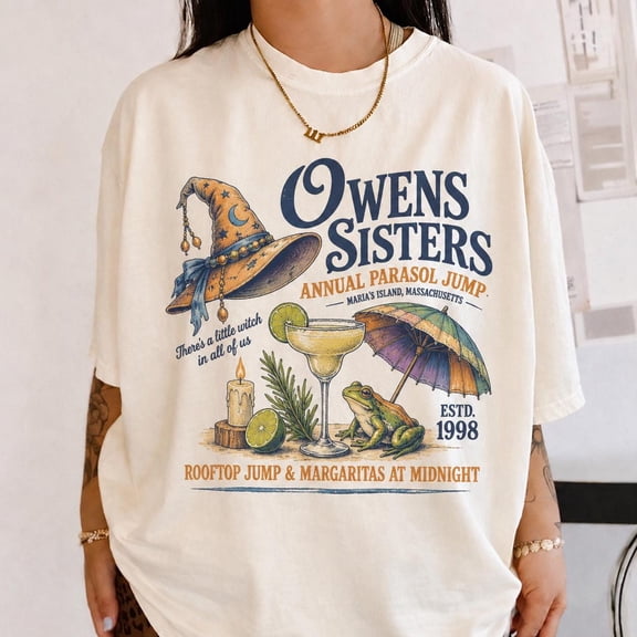 Owens Sisters Halloween Shirt, Witchy Parasol Jump Tee, Salem Massachusetts Shirt, Witch Halloween Tee, Spooky Coastal Gift