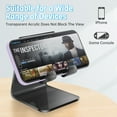 thumbnail image 3 of Tomorotec Acrylic Phone Stand with Charging Port Access, Compatible with 4-8 Inch Devices for Gaming, Facetime & Video Viewing, Universal Fit Secure Grip for Office, Kitchen, Bedside Use (Black), 3 of 7
