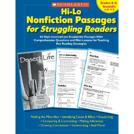 Hi-Lo Nonfiction Passages for Struggling Readers: Grades 4-5 : 80 High-Interest/Low-Readability Passages with Comprehension Questions and Mini-Lessons for Teaching Key Reading (The Best Teaching Strategies)