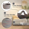 thumbnail image 4 of Cestas de almacenamiento decorativas Lindo organizador de almacenamiento Cesta de cuerda de algodón con forma de gato, 4 of 5