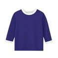 thumbnail image 5 of Piuwrlz Children Girls 3/4 Sleeve T-Shirts Summer Round Neck Casual Sweatshirts Solid Color Round Neck Shirt Tops Navy Size 5 Years, 5 of 6