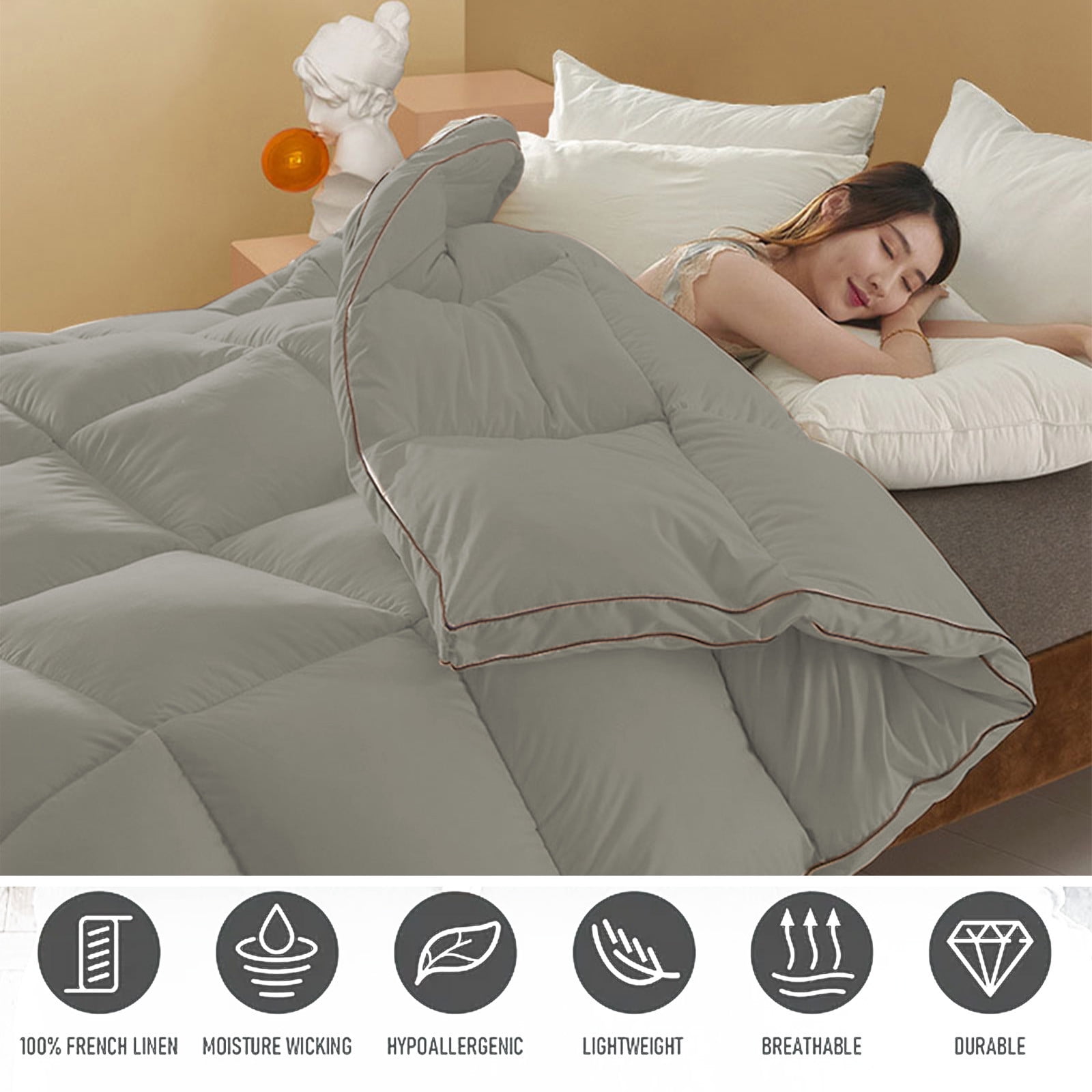 Machine Washable Lightweight Quilt for All-Season Comfort, Cotton-Spandex Blend, Size 200x150cm, Breathable for Air-Conditioned Rooms
