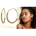 thumbnail image 3 of ChainsHouse Gold Plated Hoop Earring for Women Half Mesh Link Hypoallergenic Trendy Hoops, 40mm, 3 of 9