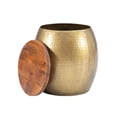 thumbnail image 3 of Allora Metal and Wood Drum Side Table with Storage in Gold Finish, 3 of 10